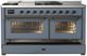 Ilve® Majestic III 60" Blue Gray Pro Style Dual Fuel Natural Gas Range with French Top and Burnished Trim-2