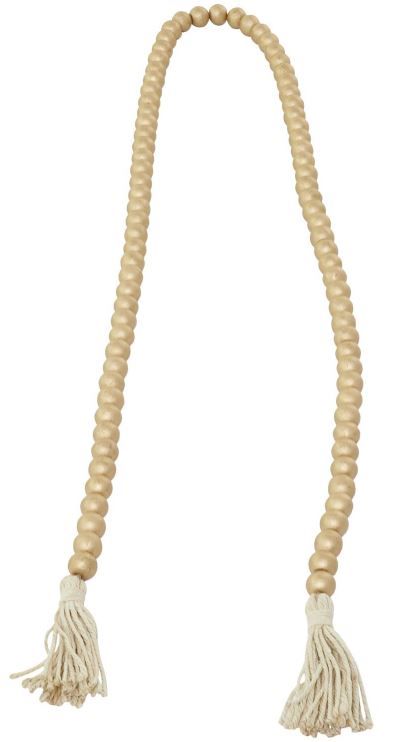 Deco Marche Gold Metallic Long Carved Beaded Garland with Tassel-2