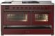 Ilve® Majestic III 60" Burgundy Pro Style Dual Fuel Liquid Propane Range with French Top and Burnished Trim-2