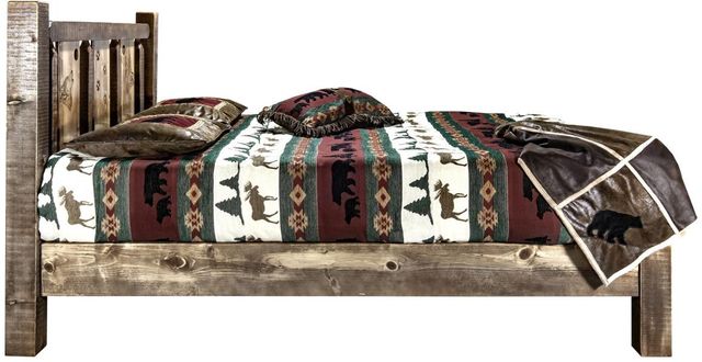 Montana Woodworks® Homestead Stain & Clear Lacquer King Platform Bed with Laser Engraved Wolf Design-2