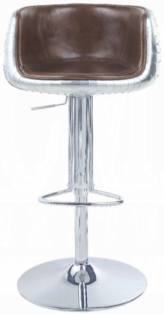 ACME Furniture Brancast Silver/Vintage Brown Adjustable Stool-3