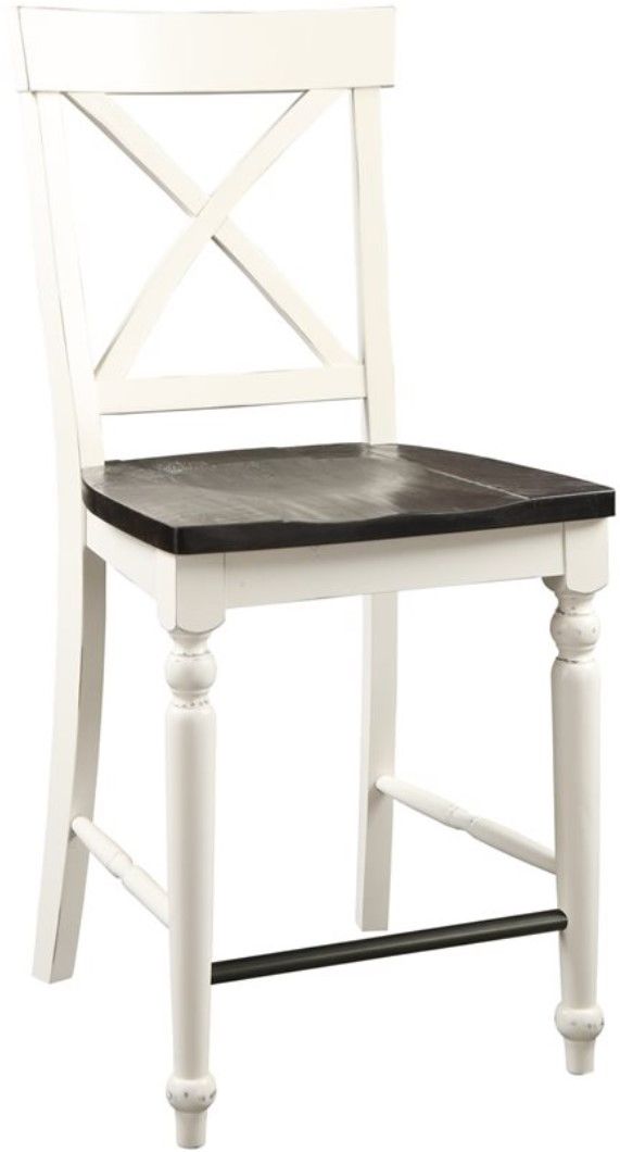Emerald Home Mountain Retreat Antique White/Dark Mocha Bar Stool-0