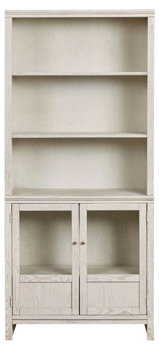 aspenhome® Sandro Brushed White 74" Bookcase with 2-Doors-3