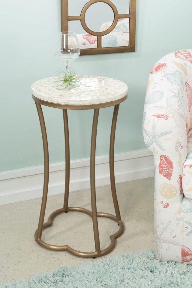 Linon Prisca Capiz Gold Accent Table-4