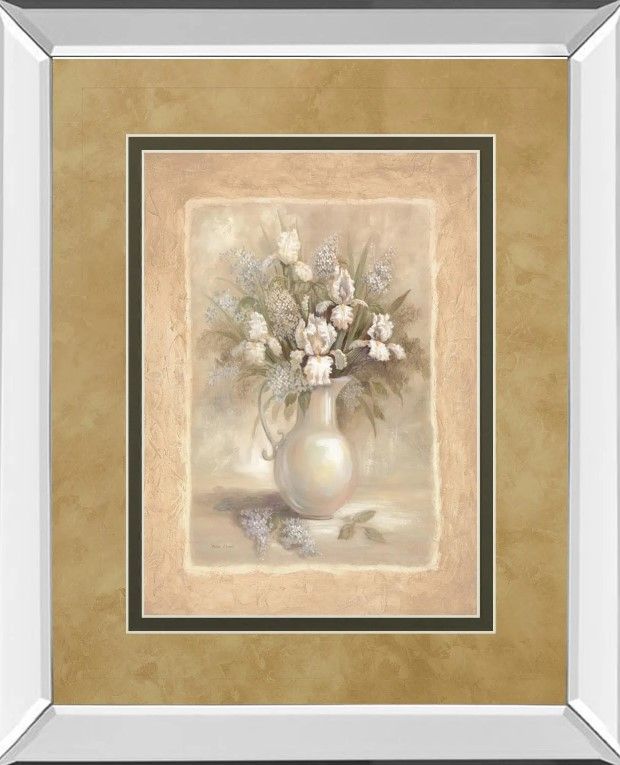 Classy Art White Bounty I By Vivian Flasch Mirror Framed Wall Art-1