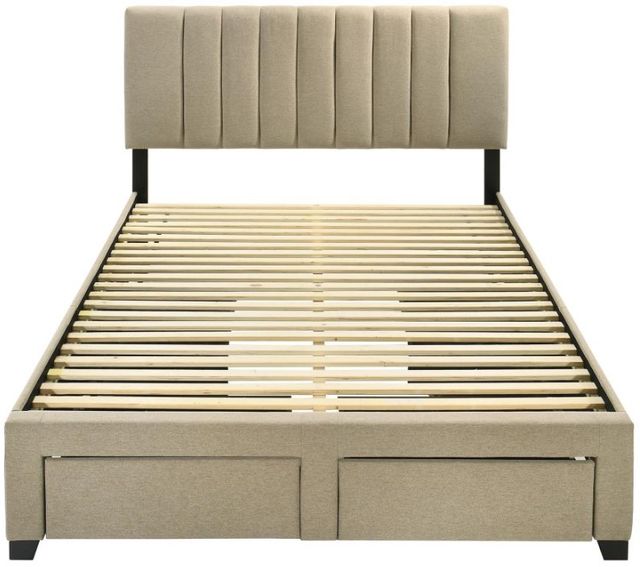 Coaster® Wheatland Light Brown Queen Upholstered Panel Bed-1
