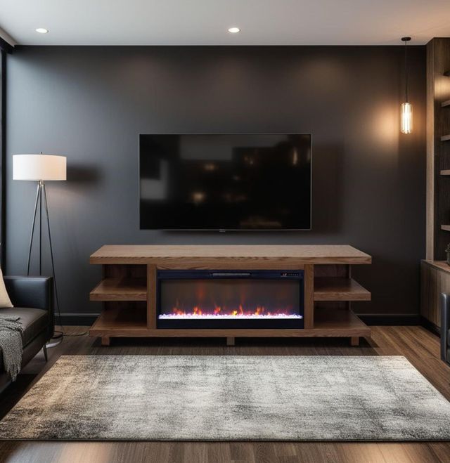 Legends Home Laurel Canyon Bourbon Oak 82" Fireplace TV Console-1