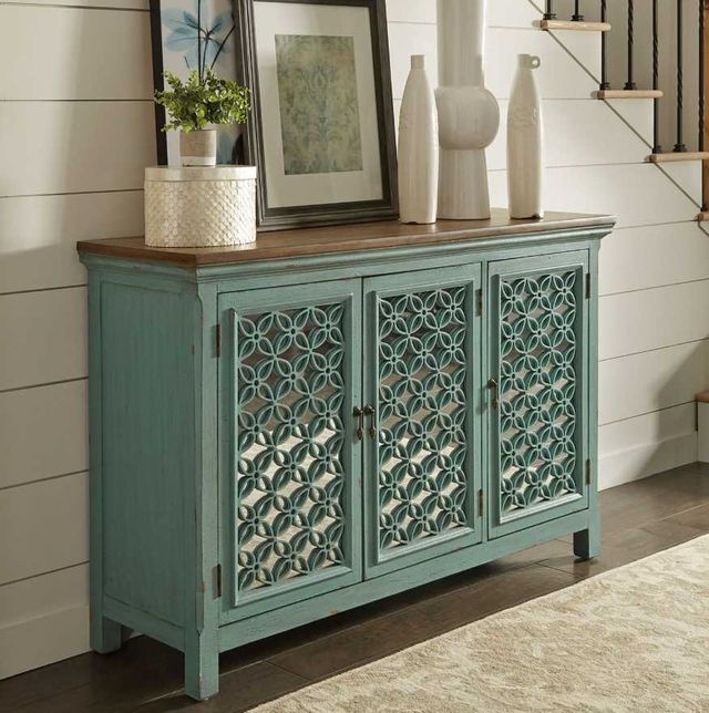 Liberty Furniture Kensington Brown/Turquoise 56" Accent Cabinet-1