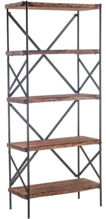 Home Trends & Design Organic Forge Antique Zinc/Raw Walnut Bookshelf-0