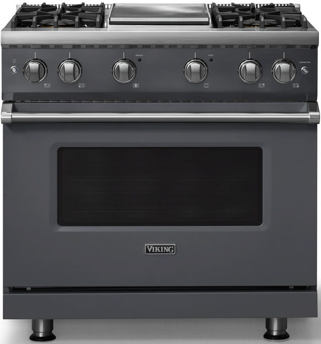 Viking® 5 Series 36" Cast Black Pro Style Gas (NG) Range with Polished Chrome Trim-0