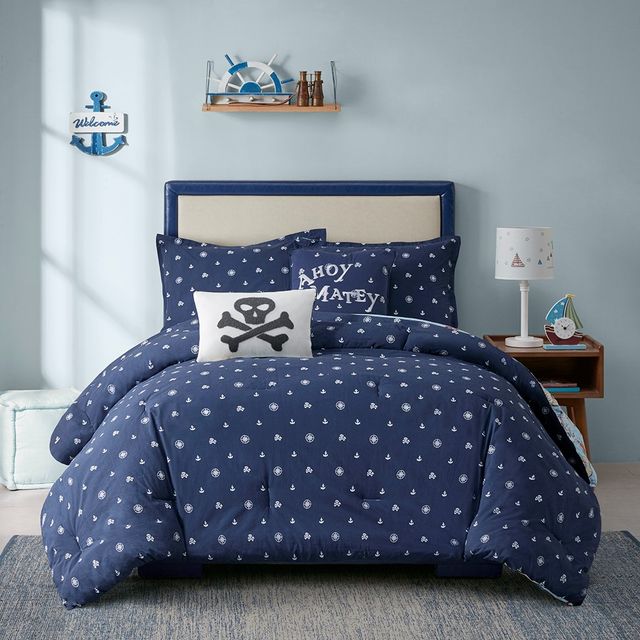 Olliix by Urban Habitat Kids Pirate Adventure Blue Full/Queen Cotton Reversible Comforter Set-3