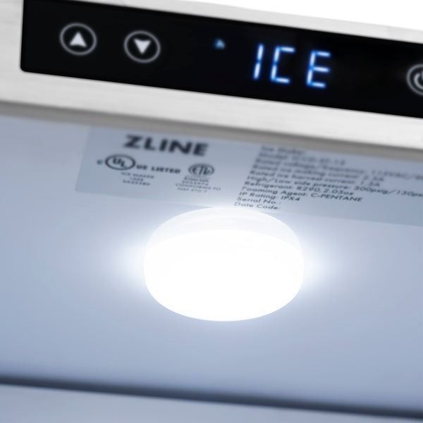 ZLINE Autograph Edition 15" Stainless Steel Touchstone Clear Cube Ice Maker with Polished Gold Handle-3