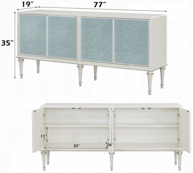 ACME Furniture Ansaldo Pearl White/Silver Shimmer Console Cabinet-2