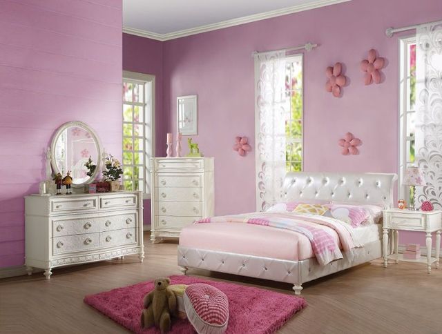 ACME Furniture Dorothy Ivory/Pearl White Twin Panel Bed-1