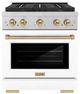 ZLINE Autograph Edition Paramount 30" 4.2 Cu. Ft. Satin Stainless Steel Dual Fuel Range with 4 Burner DuoPro™ Cooktop and Electric Convection Oven with White Matte Door and Champagne Bronze Accents-0