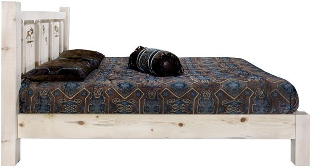 Montana Woodworks® Homestead Ready to Finish Twin Platform Bed with Laser Engraved Moose Design-1
