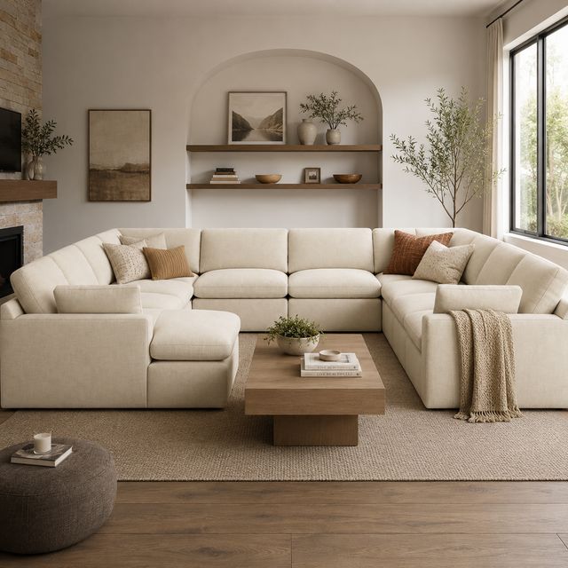 Benchcraft® Elyza 10-Piece Linen U-Shape Sectional and Chaise-1