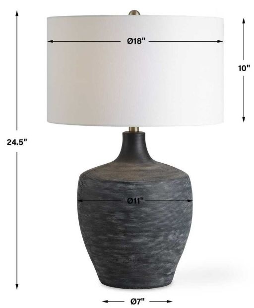 Uttermost® Graphite Distressed Charcoal Ribbed Table Lamp-2