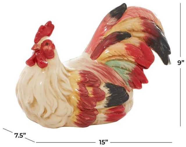 Deco Marche Red Rooster Decorative Garden Sculpture-3