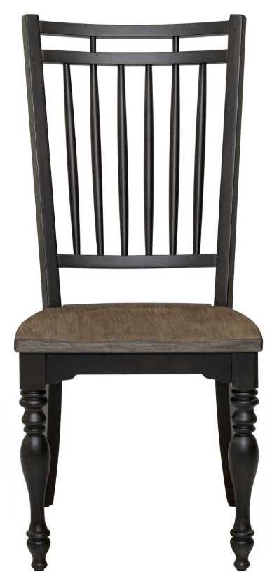 Liberty Furniture Magnolia Manor Antique Black/Weathered Bark Spindle Back Dining Side Chair-2