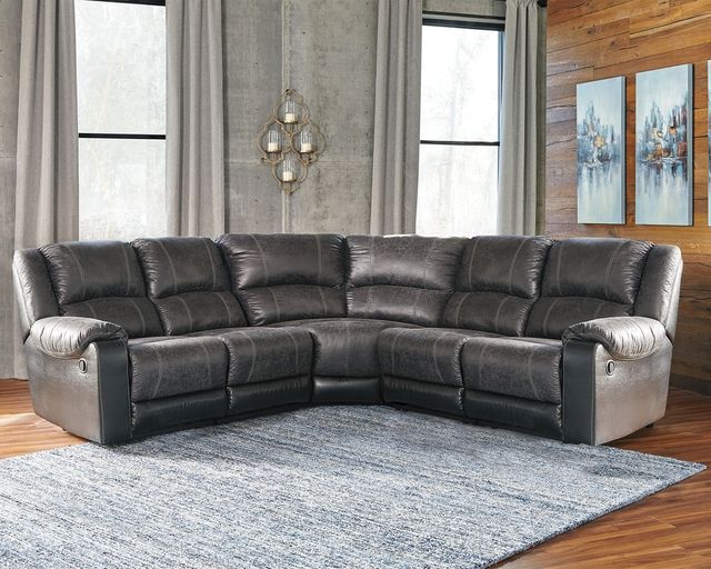 Signature Design by Ashley® Nantahala 5-Piece Slate Reclining Sectional-1