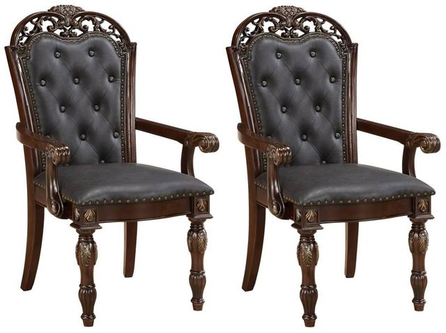 Homelegance® Adelina 2-Piece Brown-Cherry Arm Chair Set-0