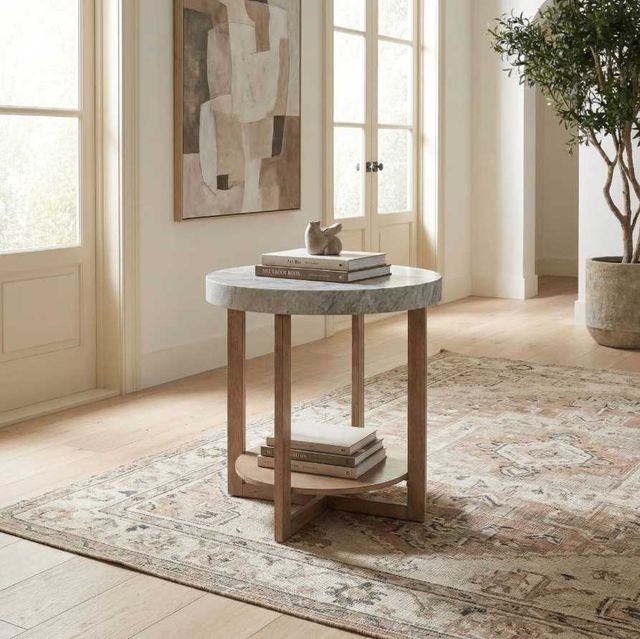 Liberty Furniture Danby Alabaster End Table with Nutmeg Base-1