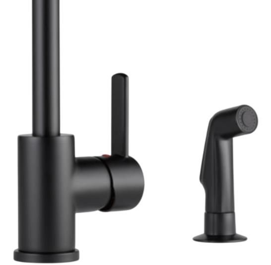 Peerless Precept® Matte Black Single Handle Kitchen Faucet with Spray-1