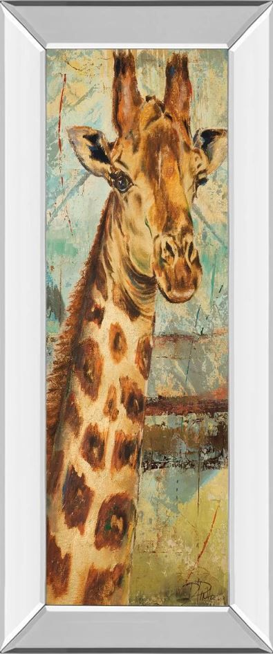 Classy Art New Safari On Teal I by Patricia Pinto Mirror Framed Wall Art-0