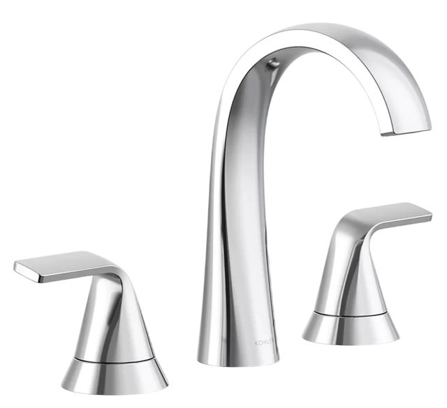 KOHLER® Cursiva® Polished Chrome Widespread Bathroom Sink Faucet-0