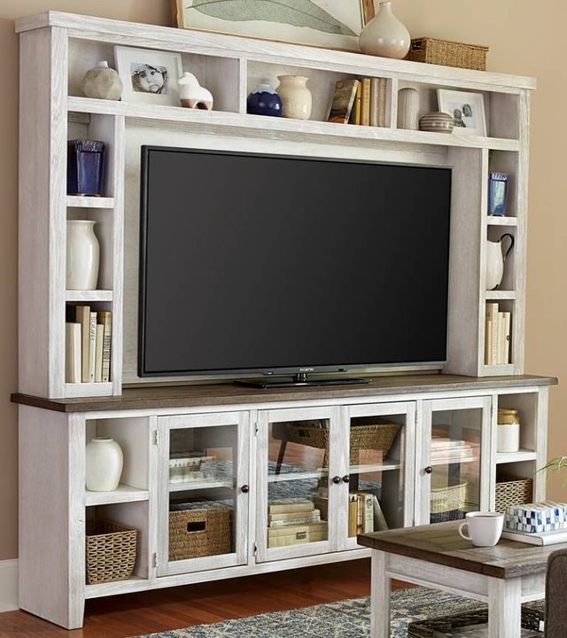 aspenhome® Eastport Drifted White 97" Console and Hutch-0