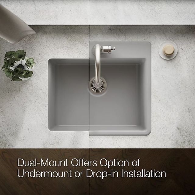 KOHLER® Kennon® Matte Gray 25" Top/Undermount Single-Bowl Kitchen Sink-4
