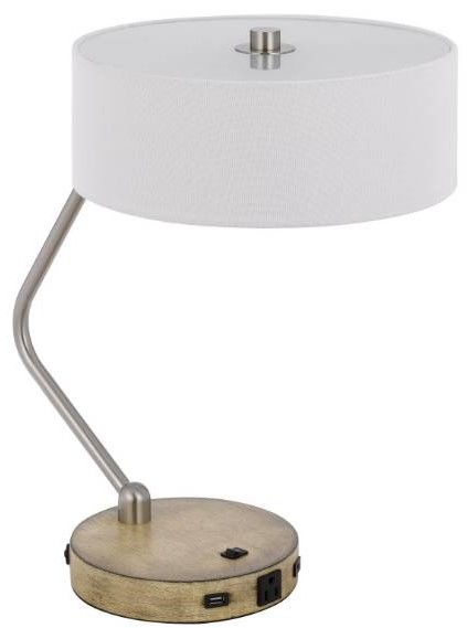 Cal® Lighting & Accessories Brushed Steel/White Desk Lamp-2
