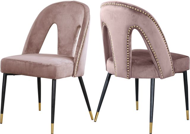 Meridian Furniture Akoya Pink Velvet Dining Chair-3
