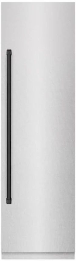 ZLINE Autograph Edition 24" 12.5 Cu. Ft. Satin Stainless Steel Column Refrigerator with Graphite Gray Interior and Matte Black Accents-0