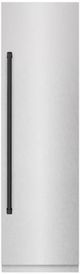 ZLINE Autograph Edition 24" 12.5 Cu. Ft. Satin Stainless Steel Column Refrigerator with Graphite Gray Interior and Matte Black Accents-0