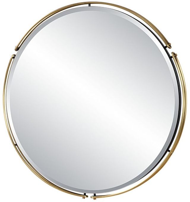 Uttermost® Wesley Antique Brass Round Mirror-2