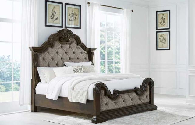 Signature Design by Ashley® Maylee Dark Brown California King Upholstered Panel Bed-3
