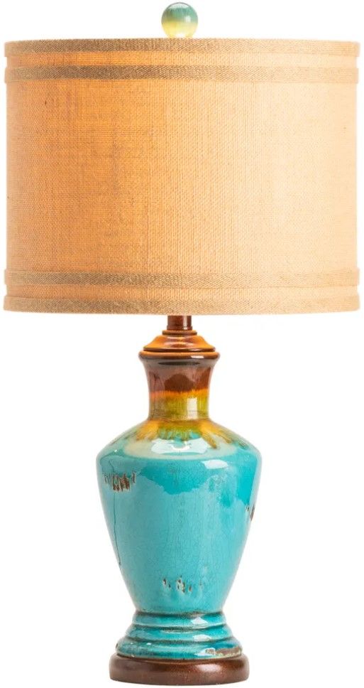 Crestview Collection Napa Distressed Turquoise Table Lamp-1