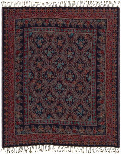Surya Boteh Navy/Bright Red 50"x60" Throw Blanket-1