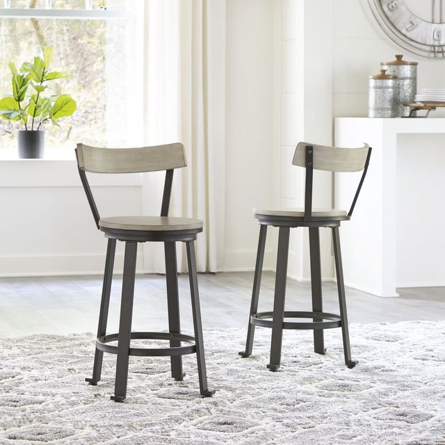 Signature Design by Ashley® Melenski 2-Piece Black/Light Tan Counter Height Bar Stool Set-3