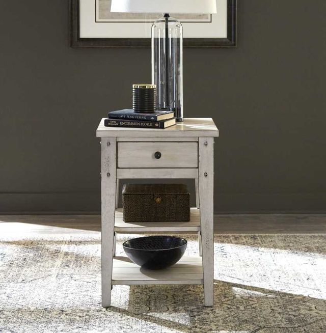 Liberty Furniture Lake House Weathered White Chairside Table-1