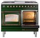 Ilve® Nostalgie II Noblesse 40'' Emerald Green Pro Style Dual Fuel Range with Burnished Trim-4