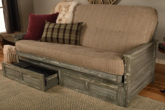 Kodiak Furniture Lexington Taxi Woodsmoke/Weathered Gray Full Storage Futon with Mattress-1
