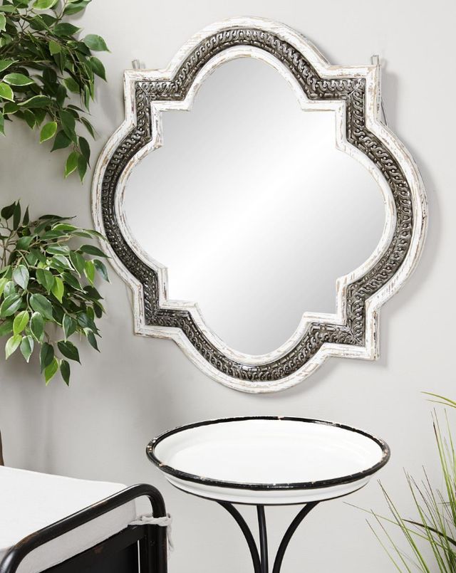 Deco Marche White Quatrefoil Wall Mirror-4