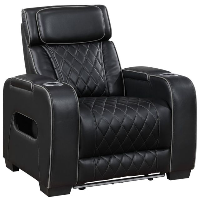 Homelegance® Fairway Black Power Recliner with Power Headrest-0