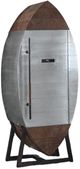 ACME Furniture Brancaster Aluminim/Retro Brown Leather Wine Cooler Cabinet-0