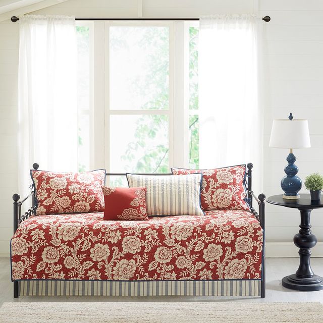 Olliix by Madison Park 6 Piece Red Lucy Twill Reversible Daybed Set-0