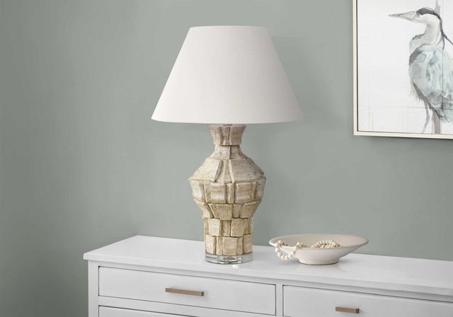 Monarch Specialties Inc. Beige Resin Table Lamp with Ivory Shade-2
