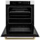 ZLINE Autograph Edition Professional 30" Satin Stainless Steel True Convection Single Wall Oven with Air Fry and Self Clean with Polished Gold Helix Handle -2
